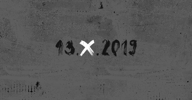 Data "13.X.2019" na szarym tle.