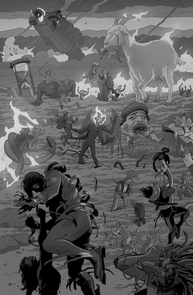 Ilustracja z komiksu Waleczni. Postacie z komiksu.