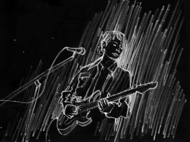 Eurosonic Noorderslag. Rysunek Edyty Krzyżanowskiej występującego artysty.