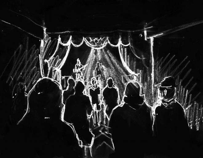 Rysunek Edyty Krzyżanowskiej. Koncert zespołu.